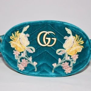 Gucci Marmont Blue floral belt/Fanny pack